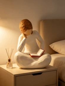1pc Resin Reading Girl Statue, Modern Minimalist Bookshelf And Desktop Decor, Suitable For Home, Living Room, Entryway, Bedroom, Study, Office Desktop Decoration, Special Graduation Gift - Girl Reading Book - View 4