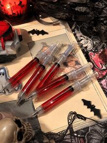 Halloween Style Creative Syringe Ballpoint Pen, Combining Fun Medical Elements With Festive Atmosphere, Unique Syringe Design With Transparent Pen Barrel And Vibrant Ink, Eye-Catching And Desktop Stationery. Realistic Syringe Appearance Full Of Creativity, Comfortable Grip, Smooth Writing, Suitable As Student Daily Writing Pen, Creative Gift Or Party Favor. Compact And Portable Design, Can Be Carried In Pen Bag Or Backpack, Perfect For Halloween Theme Party Office Desk Decoration And Fun Collection - Multicolor - View 6