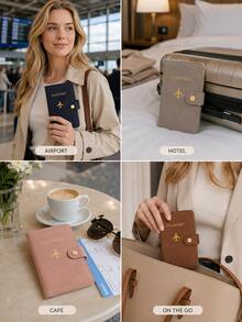 Solid Color Multi-Layer Passport Holder,Suitable For Storing Passport Documents, Bank Cards Storage Card Bags Travel Travel Essential Passport Cover - Multicolor - View 5