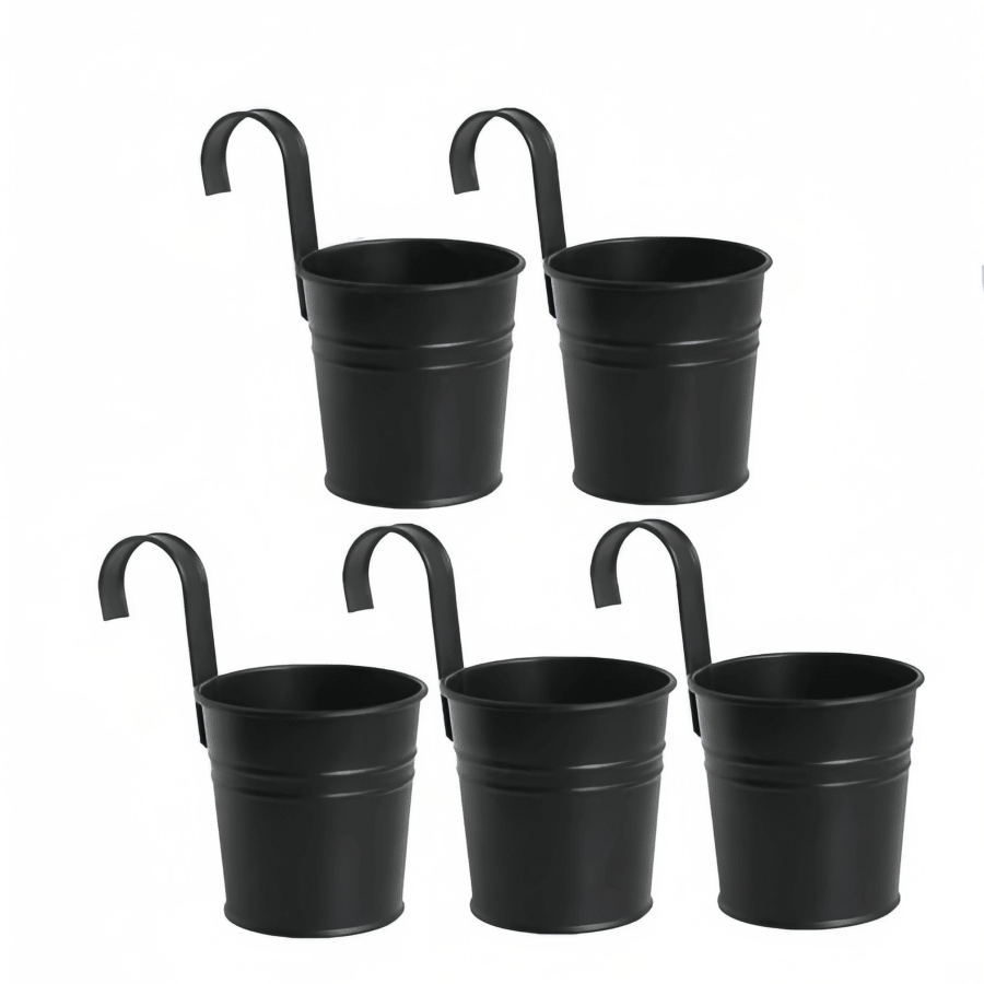 吊掛式花盆 金屬鐵製桶狀植栽盆 適用於欄杆 圍欄 陽台 花園 家居裝飾 附可拆卸掛鉤