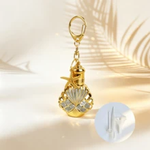Shell-Shaped Refillable Mini Perfume Cylinder Keychain With Starfish Pendant, Leak-Proof Portable Perfume Container, Fashion Bag Charm, Daily Travel Accessory, Ramadan Birthday Gift For Girls, Exquisite Decorative Key Ring - Multicolor - View 8