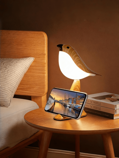 Deogos Cute Bird Table Lamp, Touch Bedside Light, Bird Night Light, Wireless Small Desktop Lamp, Battery Powered Bedside Lamp, 3-Level Dimmable, Rechargeable