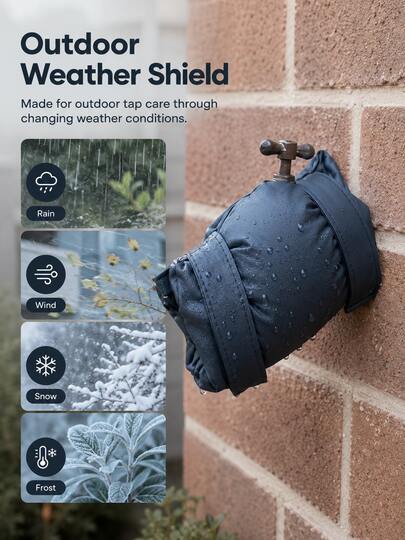 Modern Style Rectangular Outdoor Faucet Cover, With Hook And Loop Fastener And Fine Stitching, Heat Insulation Anti-Freeze Anti-Rain Anti-Snow Faucet Sleeve, Suitable For Outdoor Garden Yard Faucet Protection In Cold Winter