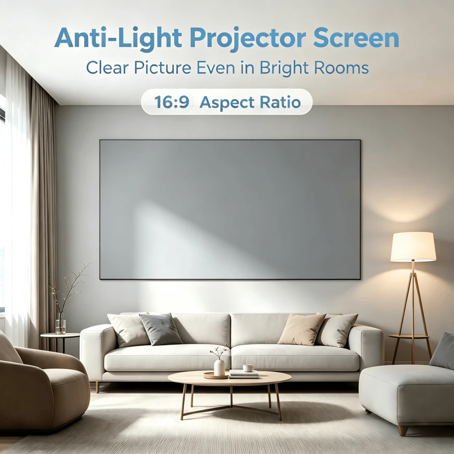 Anti-Light 4K Daytime Direct Projection Home High-Definition Projector Screen For Bedroom And Living Room, No-Drill Easy Installation - Anti-light Screen - View 1