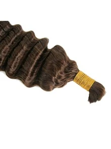 Brown Large Capacity Deep Wave Braided Hair Bundles, 10A Brazilian Virgin Human Hair, Curly Hair Extensions, Suitable For Bohemian Style Braids, Daily And Party Wear, Back To School Season - Multicolor - View 4