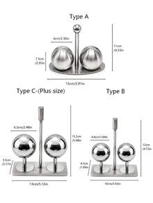 3pcs/1set Stainless Steel Salt And Pepper Shaker Set With Base, Refillable Spherical Seasoning Containers For Kitchen, Dining Table, Restaurant, Back To School, Saudi National Day, Christmas, Halloween, Wedding And Party - Multicolor - View 10