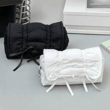 1pc Ruched Bow Pencil Case, Large Capacity Pencil Box, Quilted Ruched Design, Ribbon Bow Decor, Stationery Storage Bag, Makeup Bag, Suitable For Student Stationery Storage, Makeup Storage, Learning, Back To School Season Essential, Suitable For Back To School/Back To School Season, Birthday Gift, Halloween Gift, Thanksgiving Gift, Christmas Gift, New Year Multi-Festival Gift - Butterfly Ribbon - View 10