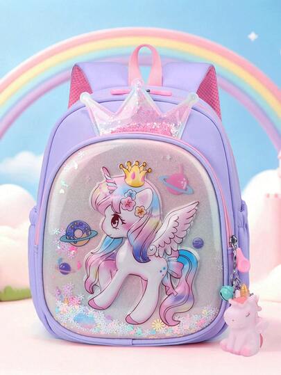 New Unicorn Princess School Bag For Kindergarten Girls With Chest Buckle, Small And Medium Class Backpack For Kids