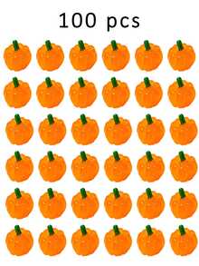 50/20/10/1pc Cute Cartoon Mini Pumpkin Resin Flat Pendant, Cartoon Style Flat Resin Pumpkin Inlaid Charm, Glow-In-The-Dark Imitation Vegetable Decoration, Suitable For Halloween, Autumn Festival, DIY Jewelry, Hair Accessories Handmade - A - View 12