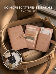 Solid Color Multi-Layer Passport Holder,Suitable For Storing Passport Documents, Bank Cards Storage Card Bags Travel Travel Essential Passport Cover - Multicolor - View 4