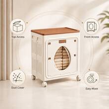 Foldable Clothes Storage Box Cabinet, Large Capacity Bedroom Wardrobe Organizer Box With Flip-Top Front Door For Clothes And Blankets - Khaki - View 4