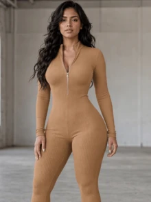 Women Jumpsuits - Khaki - View 7