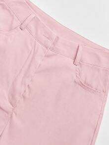 Casual Solid Color Simple Straight Leg Cargo Pants Pink Spring - Pink - View 5