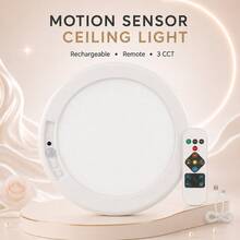 1/2PCS 7.48in Wireless Motion Sensor Ceiling Light, Rechargeable Battery Operated LED Light With Remote, 3000K-6000K 3CCT Dimmable Timer, Magnetic Mount For Closet, Hallway, Stairs, Kitchen, Garage - one-size - View 2