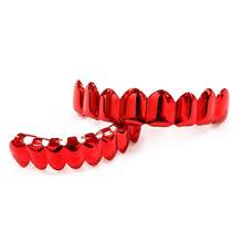 1pc Personalized Niche 8-Tooth Smooth Red/Pink/Green/Blue/Purple Hip Hop Teeth Grillz Party Halloween Funny Accessory Photography Prop Holiday Gift - Multicolor - View 8