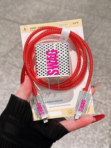 Premium Polka Dot Minimalist Text Pattern 1.4M Data Cable Protector Rope, Minimalist Apple Charger Protective Case, Compatible With 20W Phone 15 Charger And 16 ProMax Phone Data Cable Protector Cover, Anti-Bend, Anti-Cat Bite, Suitable For 13/14 Plus Data Cable Protector, Charger Protector, Christmas Gift - Multicolor - View 4
