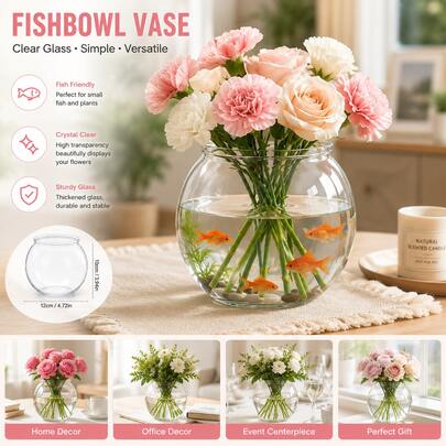 1pc Plastic Bubble Vase, Transparent Bowl-Shaped Vase, Fish Tank, Suitable For Drinks, Heavy Duty Round Vase, Suitable For Wedding Party Home Tabletop Decor Centerpiece