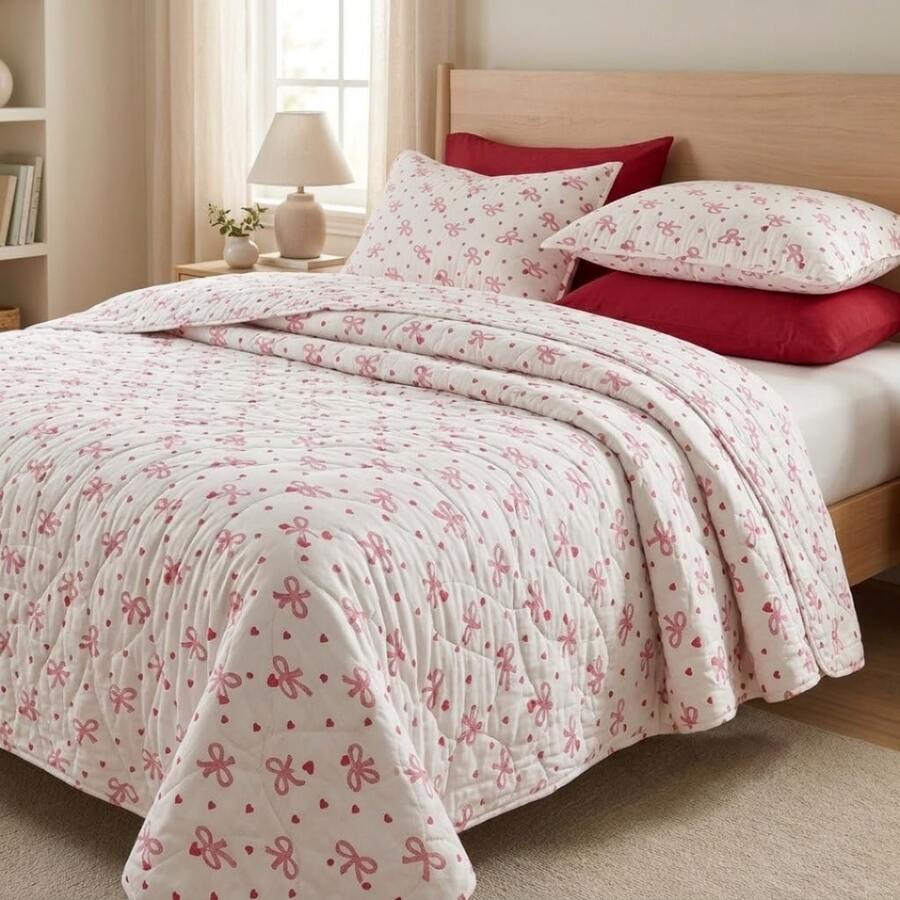 1 Soft Duvet,Lightweight All-Season Bedding With Fashionable Pattern,Machine Washable,Suitable For Single/Double Beds - Red and White - View 1