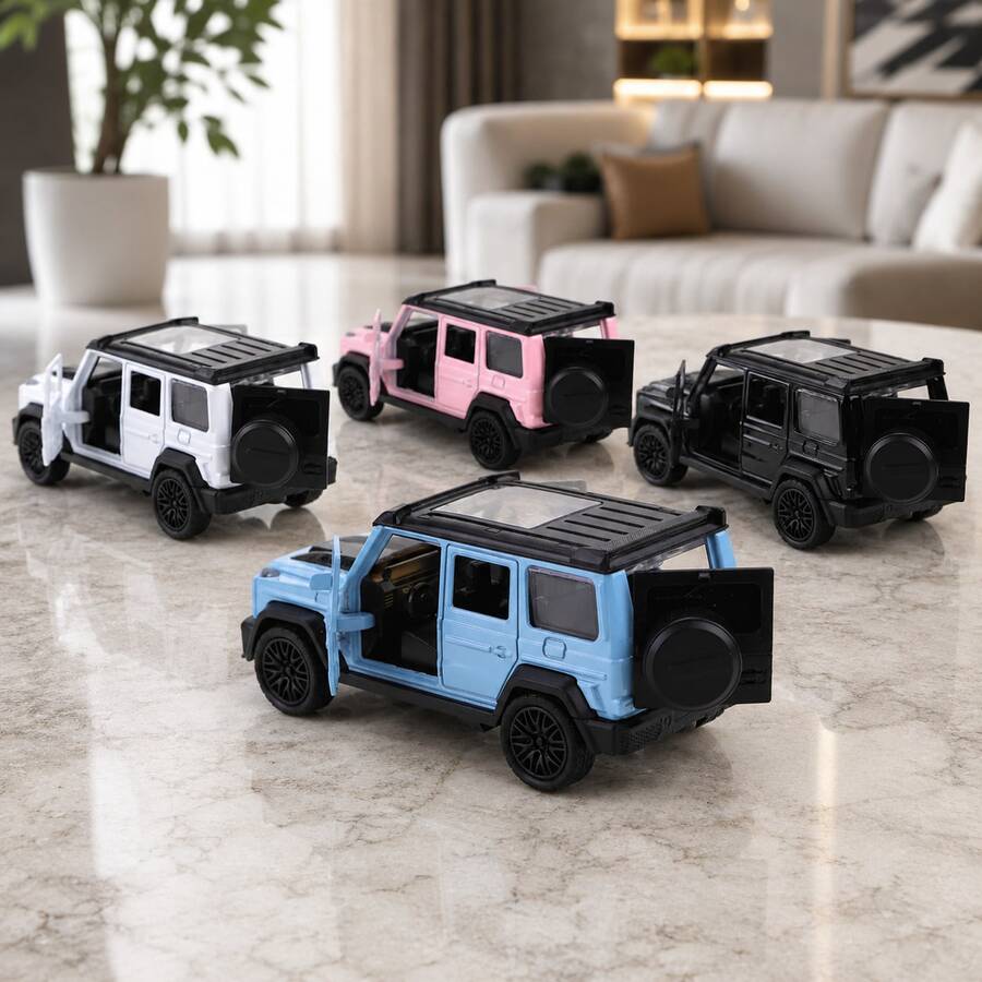 1pc (Bagged) Zinc Alloy Toy Car, Square Off-Road SUV Style, High-Quality Alloy Casting, Spring Function, Children's Toy, Suitable For Boys Aged 3+, Gift
