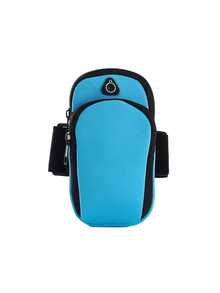 Multi-Color Sports Phone Armband, Stretchable Neoprene Adjustable Arm Sleeve With Zipper And Earphone Hole, Large Capacity For Phone And Keys, Lightweight And Durable, Suitable For Running, Fitness, Cycling, Outdoor Sports, Unisex - Multicolor - View 16
