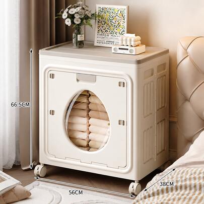 Foldable Clothes Storage Box Cabinet, Large Capacity Bedroom Wardrobe Organizer Box With Flip-Top Front Door For Clothes And Blankets