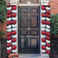 1pc 2D Flat Red & White Heart Theme, With Clear Water Droplet Texture Pattern, Made Of Polyester Material, No Power Required, Suitable For Indoor/Outdoor Various Holiday Scenes, Can Be Used As Porch Side Decoration, Photo Backdrop, Applicable For Holiday Events, Store Display, Decorating Warm And Romantic Atmosphere, Suitable For Valentine's Day And Winter Holiday Atmosphere - 1PC - View 5
