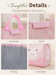 Cute Animal Forest Cartoon Lunch Bag, Portable Large Capacity Meal Tote Bag, Student Campus Office Travel Picnic Food Container Storage Bag, Cute Pattern With Handle Reusable Lunch Storage Bag, Daily Outdoor Dining Accessory - Multicolor - View 9