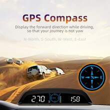 YNF Digital GPS Speedometer, Universal Car HUD 5.5-Inch Large LCD Display, KM/H And MPH Switchable, Built-In Compass And Altimeter, Overspeed Alarm, Fatigue Driving Reminder, Suitable For All Vehicle Odometers - A - View 4
