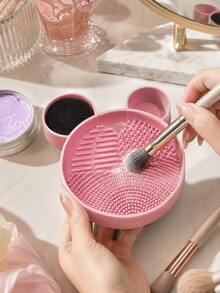 Cute Bear Makeup Brush Cleaning Box, Makeup Brush Cleaning Tool, Silicone Cleaning Brush, Quick Drying Makeup Brush Cleaning Box, Suitable For Women's Makeup Accessories Cleaning, Portable Vanity And Travel Essential, Best Gift For Women, Christmas Gift - Multicolor - View 8