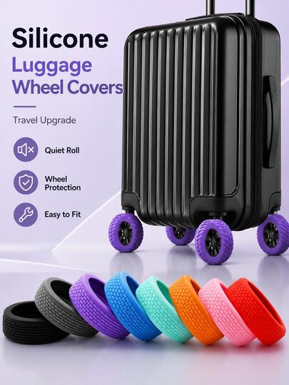 8/16/24PCS Silicone Luggage Wheel Covers, Noise-Reducing Protectors For Spinner Suitcases, Easy-Fit Travel Accessories, Cruise Essentials