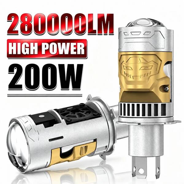 HYNBYZJ 1/2 piezas Bombilla de faro LED H4 con lente de proyector CANBUS súper brillante 6500K con ventilador turbo 9003/HB2 para coches/motocicletas
