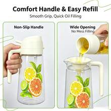 1pc Large Capacity Kitchen Oil Spray Bottle, Home Oil Storage Container, Air Fryer Accessory, Multi-Purpose Seasoning Dispenser; Can Hold Olive Oil, Vinegar, Soy Sauce And Other Liquids, Dual-Use, Leak-Proof And Easy To Clean, Combines Oil Spray And Oil Storage Functions. Perfect Gift For Wife, Mother On Holidays, Random Style And Color - View 7