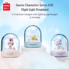 Miniso Sanrio Licensed Cinnamoroll LED Night Light, Cute Glass Dome Decorative Lamp, Girls Collection Ornament Gift - Cinnamorol-a - View 2