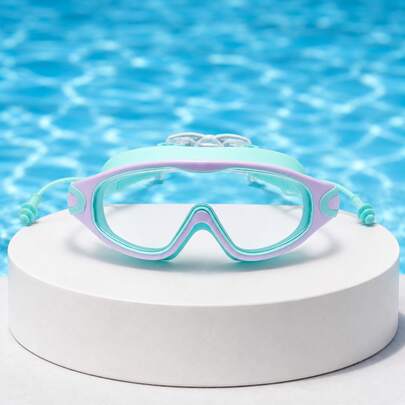 Gafas de natación de marco grande para adultos, gafas de natación unisex de campo de visión amplio y alta definición, lente transparente de una sola pieza, correa doble ajustable, ajuste cómodo