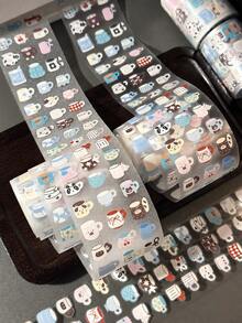 35cm/Roll Cute Coffee Cup Die-Cut Sticker Dispenser, DIY Decoration Cards, Scrapbook, Photo Cards, Phone Case Collage Material - Black - View 3