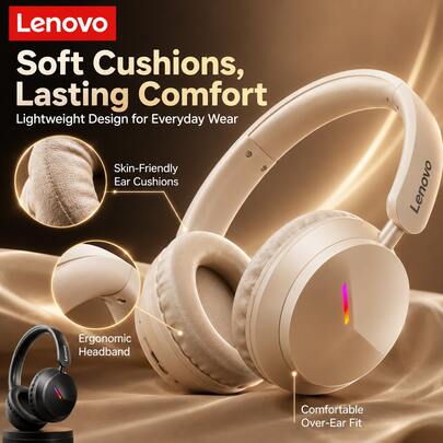หูฟังบลูทูธครอบหู Lenovo EH140 โหมดเกมมิ่งความหน่วงต่ำ ไดรเวอร์ 40 มม. เบสแน่น สำหรับ PC โทรศัพท์มือถือ PS4 PS5 เกม เพลง โทรศัพท์ สำนักงาน และการเดินทาง