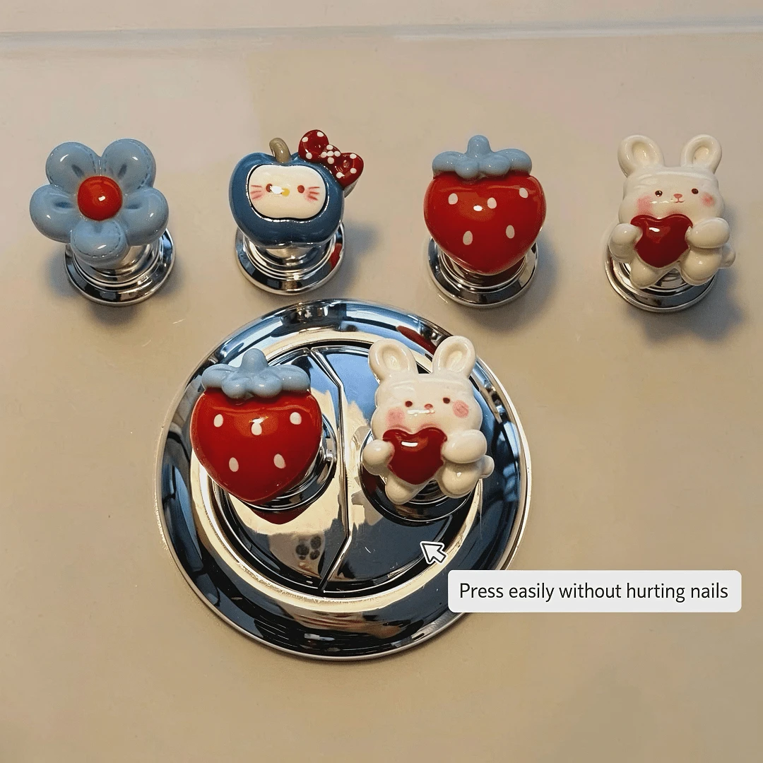SANRIO 4 Styles/Cute Cartoon Helio Kitty Toilet Flush Button, Long Nail Toilet Tank Press Assist Device, Suitable For Dorm, Hotel, Home Bathroom, Perfect Gift For Halloween, Christmas, Birthday For Friends (Mixed Set Randomly Sent) - Toilet Flush Button (Style Random) - View 1