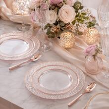 50/25/10pcs (7.5in/10.25in) Transparent Rose Gold Diamond Pattern Plates, Reusable And Washable, Ideal For Family Gatherings, Outdoor Picnics, Team Building Activities, Also Suitable For Parties, Weddings, Birthdays, Proms, Dinners, Halloween, Christmas. Tableware, Serving Tray, Birthday Plate, Plate, Tableware, Divided Plate, Dinner Plates, Reusable Plastic Plates. - View 7
