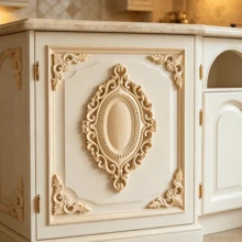 5pcs Solid Wood Carved Decorative Appliques And Corner Flowers, Suitable For Cabinets, Doors, Windows, Furniture, Background Walls, Porches, Offices, Holiday Decor, DIY Decoration - Multicolor - View 5