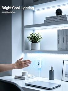 Wave Sensor LED Light Strip, USB Interface, White Light LED String Lights - Create A Dreamy Valentine's Day Atmosphere For Any Room. Suitable For Bedroom, Home, Kitchen, Wardrobe, Cabinet, TV Area - White Hand-swept Light Strip - View 2