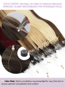 50pcs Ekstensi Rambut Manusia Mikro Ring dengan Manik-manik, Tidak Perlu Lem, Pemasangan Mudah dan Tak Terlihat, Cocok untuk Penataan Sehari-hari, Perayaan Hari Raya, Perlengkapan Sekolah, dan Pengantin - MultiWarna - View 4