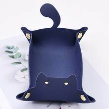 Cat-Shaped Desktop Storage Tray, Office Desk Storage Box, Folding Jewelry, Stationery, Key Storage Tray, Home Desktop Decoration, Suitable For Desktop, Bedroom, Car Storage, And Other Small Items. A Must-Have Cute Storage Tray For Every Household. - Multicolor - View 18