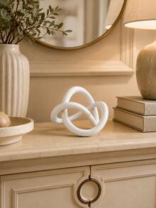 1pc White Abstract Knot Sculpture, Modern Geometric Minimalist Tabletop Decor, Nordic Aesthetic Home Accent For Living Room, Coffee Table, Bookshelf, Entryway, Office Desk & Bedroom, Small Decorative Ornament, Housewarming Gift - Abstract Knot Sculpture - View 2