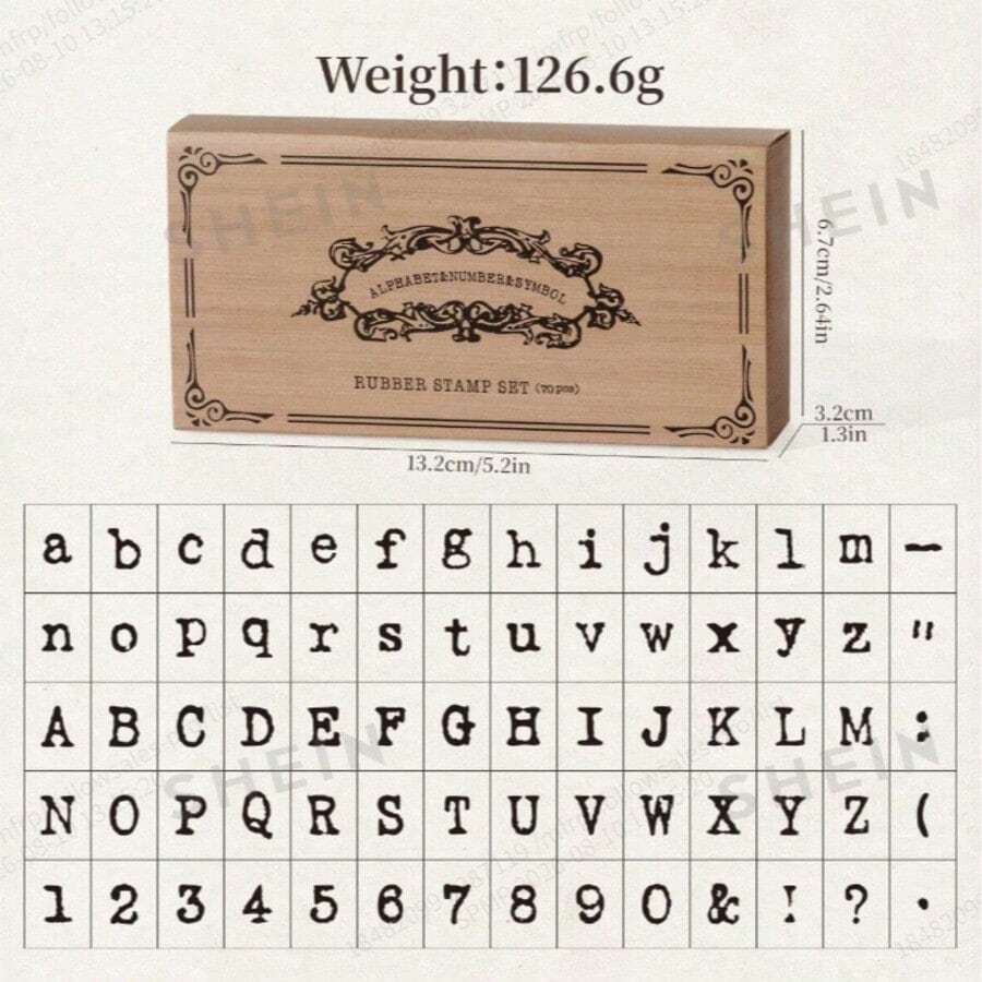 Set Stempel Perencana Kayu, Kombinasi Huruf Kapital & Kecil + Angka & Simbol, Alat Tulis Kreatif DIY, Hadiah Buatan Tangan - A - View 1
