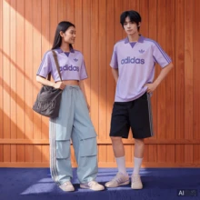 Adidas Originals Unisex ORIGINALS COLLARED GOALIE JERSEY Loose Fit Sports Short Sleeve Polo Shirt LF9217 - Purple - View 1