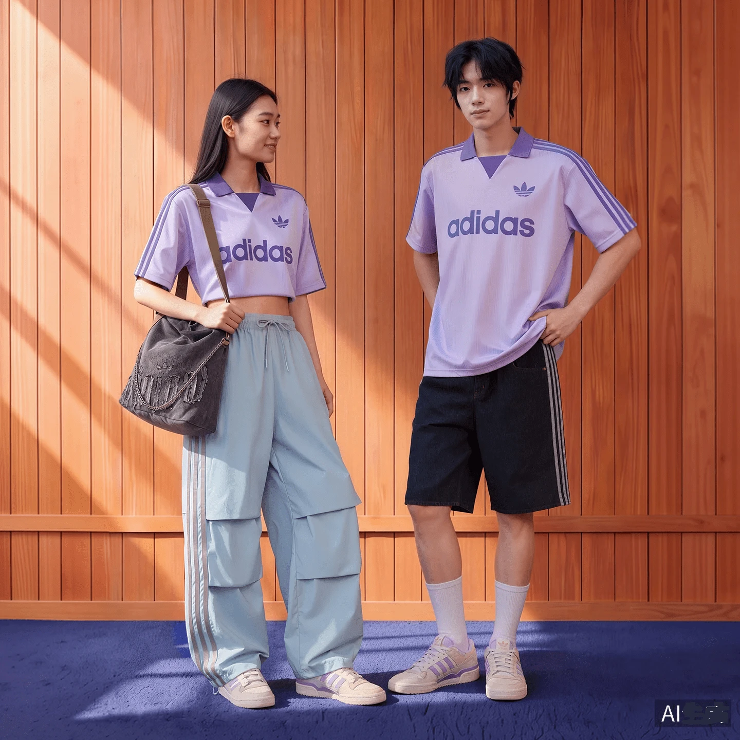 Adidas Originals Unisex ORIGINALS COLLARED GOALIE JERSEY Loose Fit Sports Short Sleeve Polo Shirt LF9217 - Purple - View 1
