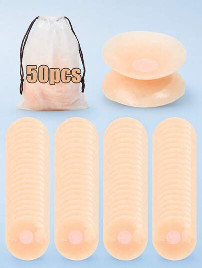 2-50pcs Silicone Nipple Covers Adhesive Breast Pads With Storage Bag, Suitable For Swimwear, Dresses, Holiday Essentials, Travel Supplies, Adhesive Bras