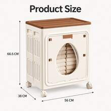 Foldable Clothes Storage Box Cabinet, Large Capacity Bedroom Wardrobe Organizer Box With Flip-Top Front Door For Clothes And Blankets - Khaki - View 8