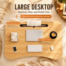 Portable Foldable Laptop Desk Tray With Cup Holder, For Bed/Sofa/Floor, Multipurpose Laptop Table Stand For Meal And Work, Suitable For Small Space - Multicolor - View 5