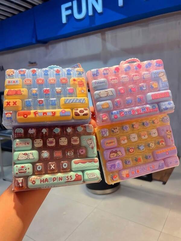 1 pièce Porte-clés de capuchon de touche de clavier anti-stress pour adultes, Bouton anti-stress de clavier 26-en-1, Cliqueur de doigt, Anti-stress amusant, Couleurs macaron vives, Fournitures de fête de collection de loisirs, Cadeaux créatifs pour adolescents, Convient pour le travail ou les études